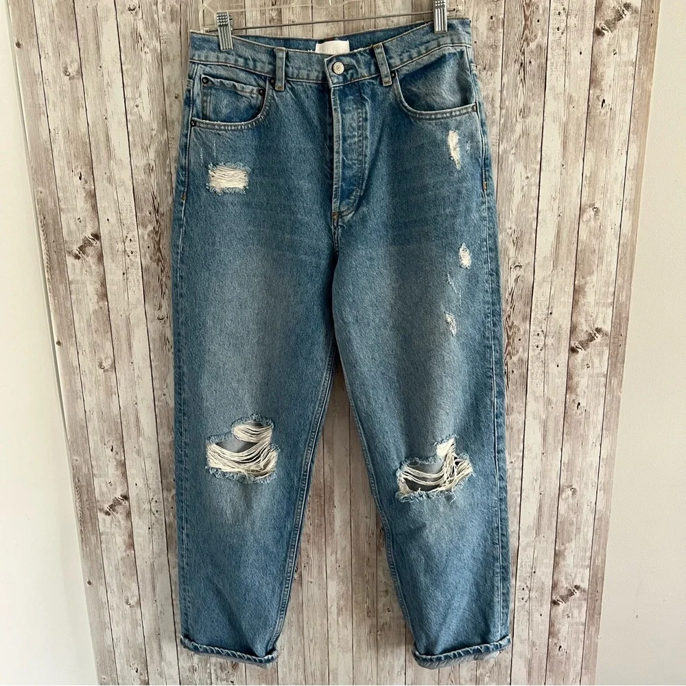 Boyish Jeans The Boyish Toby High Rise Relaxed Tapered Distressed New 28 - Picture 2 of 6